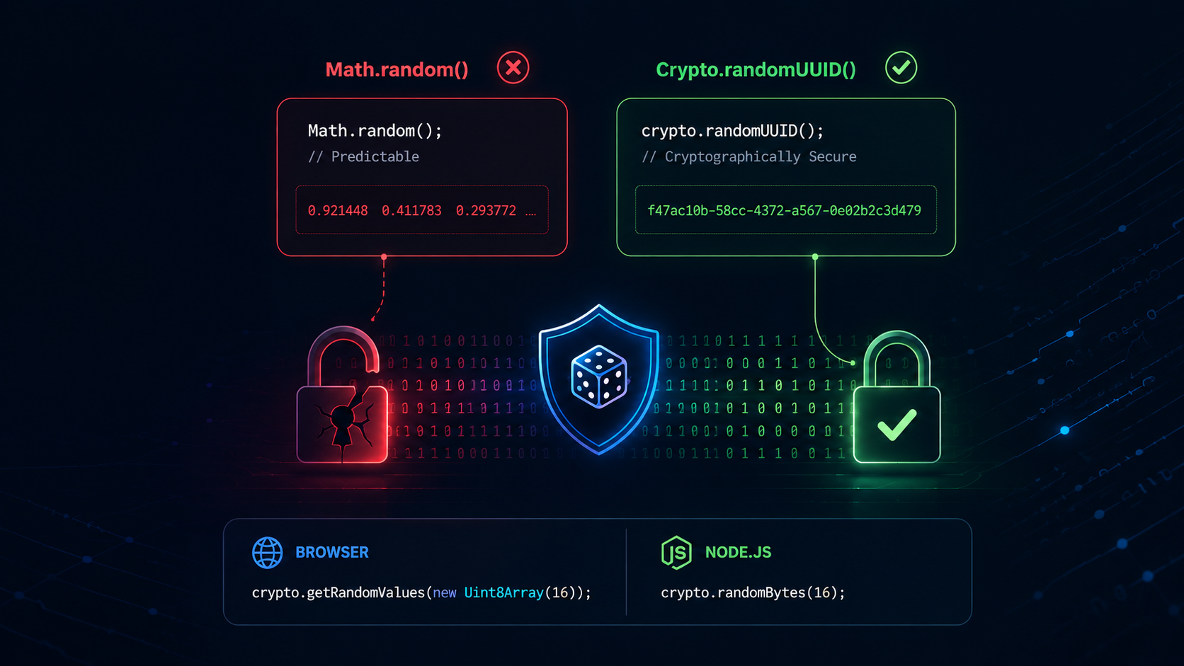 Math.random() is not secure for tokens or passwords